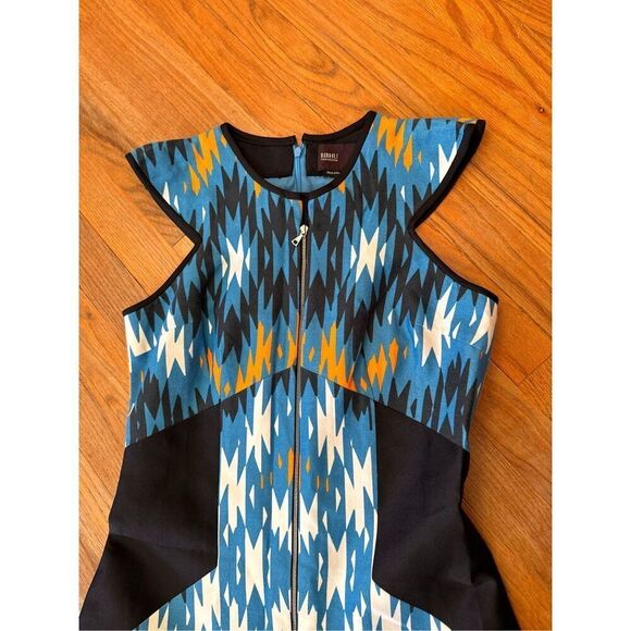 Bibhu Mohapatra 2000s Geometric Print Silk Designer Dress Size 6 - Picture 6 of 16